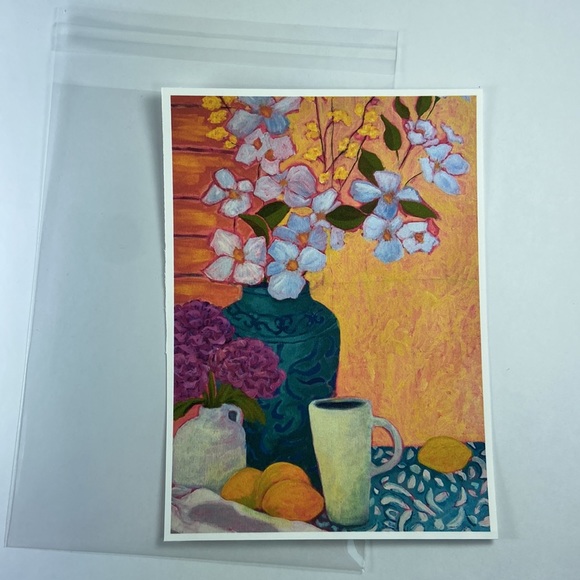 Colorful Kitchen Still Life Lemons, Tea, & Flowers Art Print for Farmhouse Decor - Picture 9 of 10